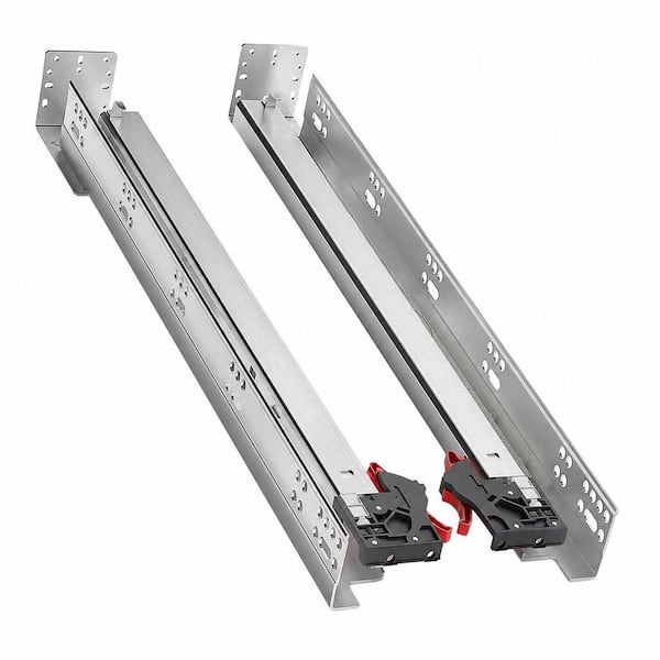 Undermount 9 in. Soft-Close Heavy Duty Bottom Mount Drawer Slides White Steel Full Extension 1 Pair Drawer Slides