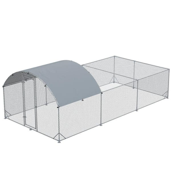 maocao hoom 9.2 ft. x 18.7 ft. x 6.4' Large Metal Chicken Coop with Waterproof and Anti-UV Cover Dome Shaped Walk in Poultry Fence