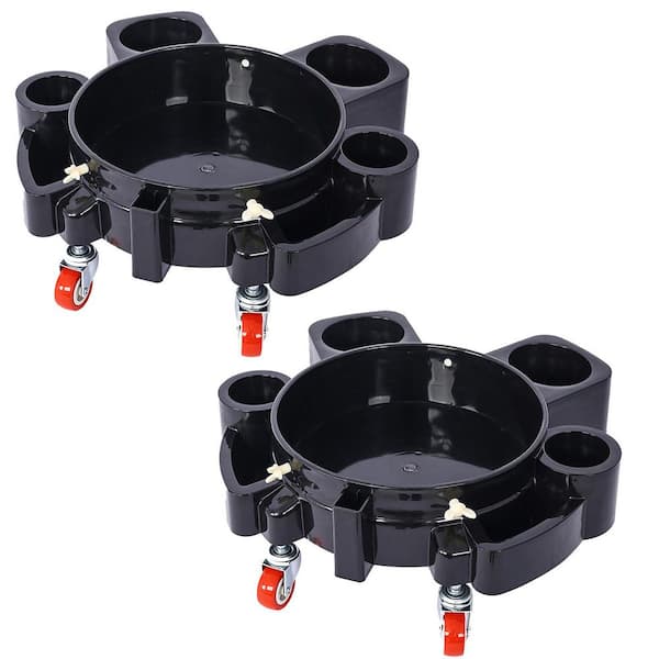 maocao hoom 5 Gallon Rolling Bucket Dolly with 5 Rolling Swivel Casters, Removable Bucket Dolly for Car Wash Detailing, 2 pcs Set