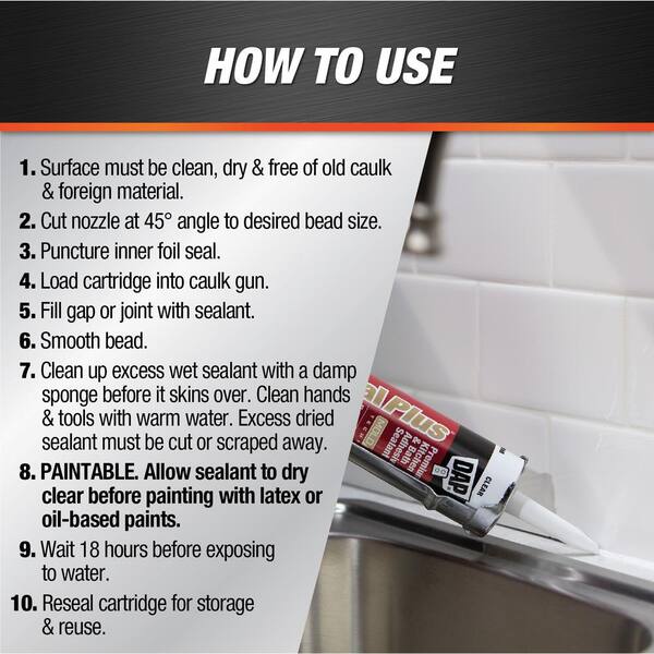 DAP Kwik Seal Plus 10.1 oz. Clear Premium Kitchen and Bath