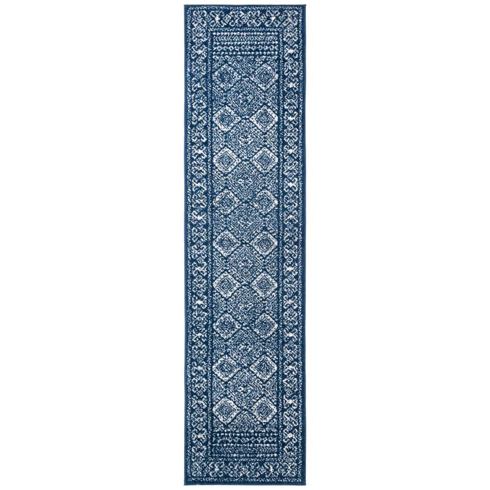 Tulum Navy/Ivory 2 ft. x 13 ft. Border Geometric Diamonds Runner Rug price history on PriceWatchPro