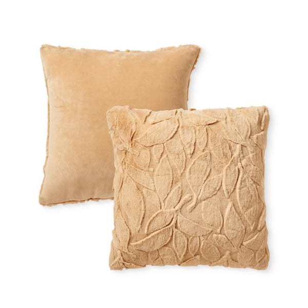HGTV Triple Jacquard Carved Faux Fur Pillow Nomadic Desert 22 in. x 22 in.