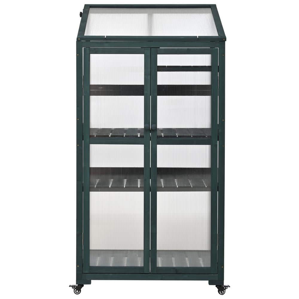 62 in x 31 in Wood Greenhouse Balcony Portable Cold Frame with Wheels and Adjustable Shelves for Outdoor Indoor Use price history on PriceWatchPro