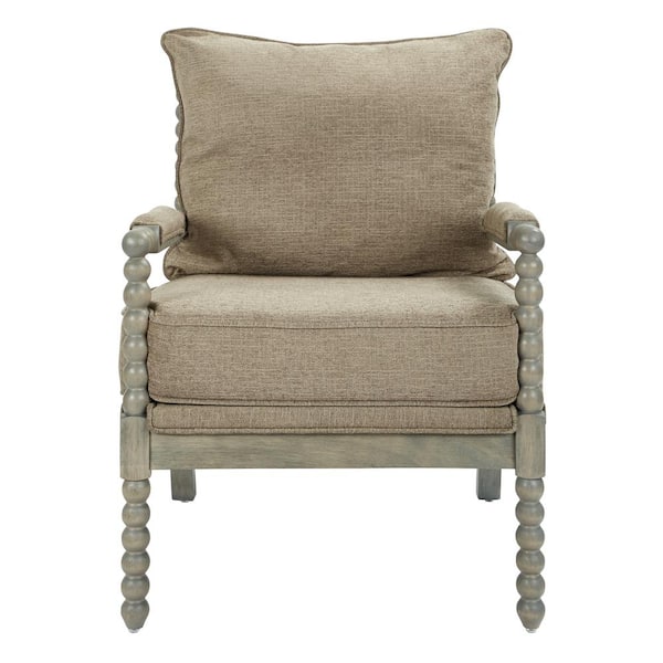 OSP Home Furnishings Abbot 27 in. Dolphin Polyester Arm Chair with Brushed Gray Base