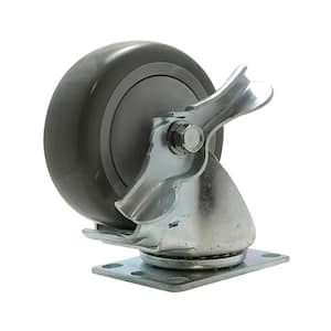 4 in. Polyurethane Swivel Plate Caster With Brake with 375 lbs. Load Rating