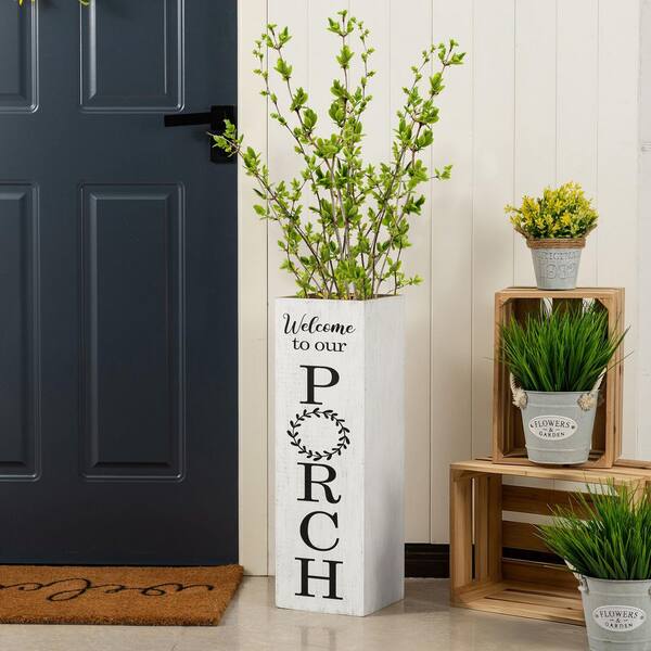 welcome♪ Glitzhome 24 in. H Double Sided Solid Wood White Boxed &quot