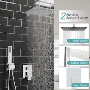 Single-Handle 2-Spray Wall Mount Shower Head with Hand Shower Faucet in Chrome (Valve Included)