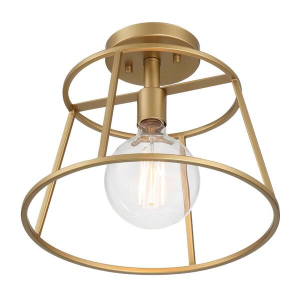 プラチニウ ムゴールド1 Hampton Bay Rustin 13 in. 1-Light Vintage Gold Round Open