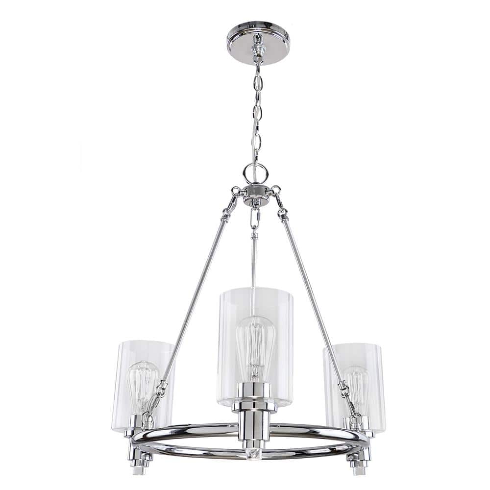 Tiffany 3-Light Chrome Chandelier with Clear Glass Shades