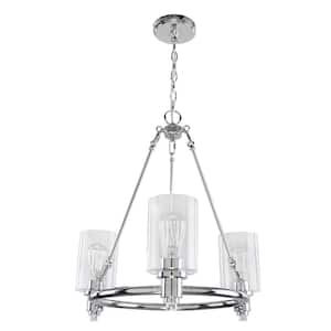 Tiffany 3-Light Chrome Chandelier with Clear Glass Shades