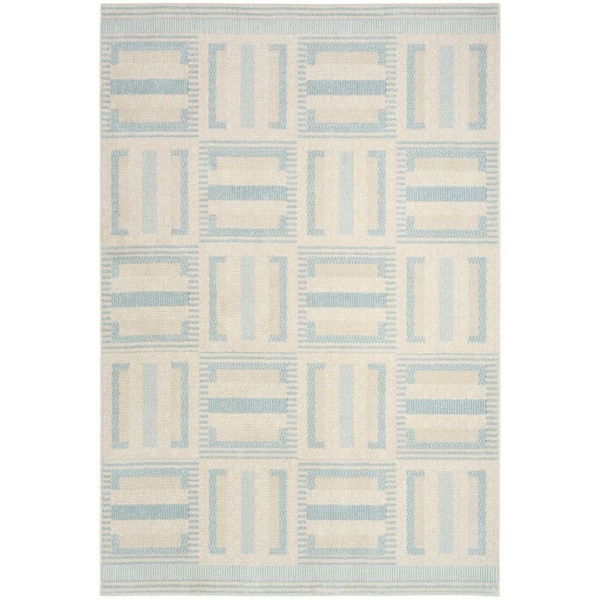 Nourison Nordic Ivory Blue 4 ft. x 6 ft. Geometric Contemporary Area Rug