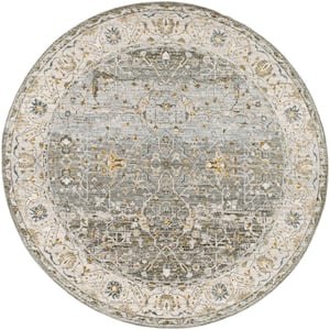 Dresden Gray Traditional 5 ft. Round ft. Indoor Area Rug