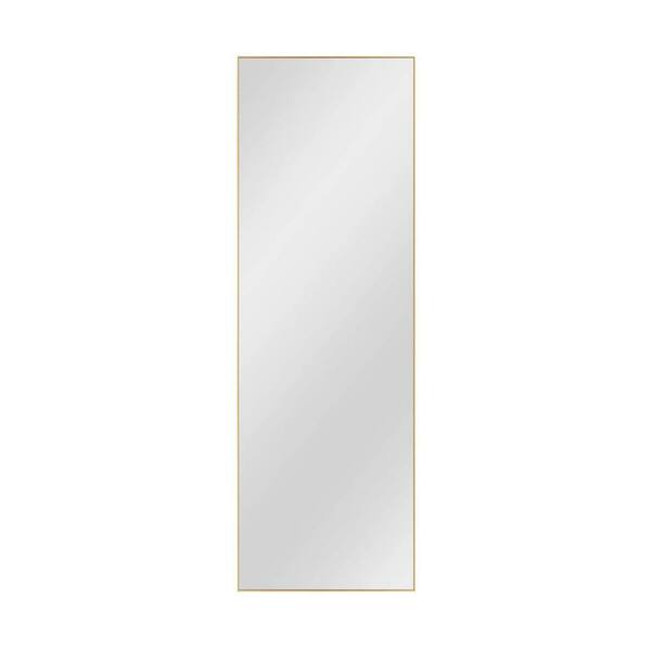 Unbranded 13.8 in. W x 48 in. H Gold Rectangle Aluminium Alloy Framed Wall Mounted Full Length Mirror, Standing Mirror