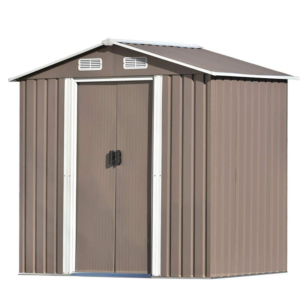 Wateday 6 ft. W x 4 ft. D Outdoor Metal Shed with Lockable Doors (24 sq ...