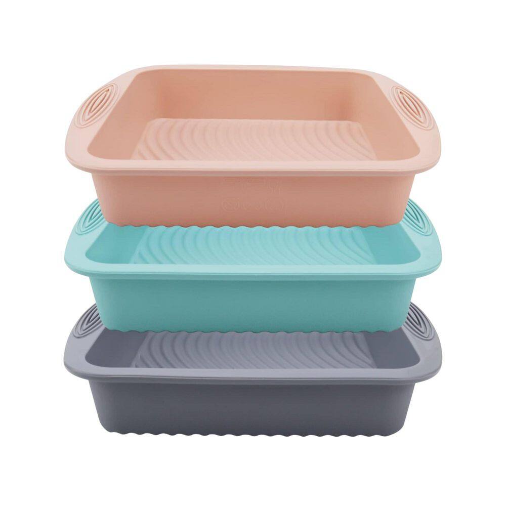 3 Pack Brown Non-Stick Silicone Square Cake Pans Heat Resistant Easy Release for Baking Cakes Brownies Set price history on PriceWatchPro