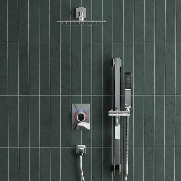 Single-Handle 2-Spray 10 in. Wall Mount Shower Faucet 2.5GPM with High Pressure in Chrome (Valve Included)