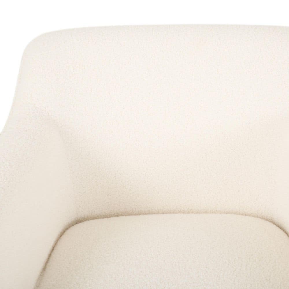 Ivory Boucle Armchair with Matte Black Birch Wood Legs