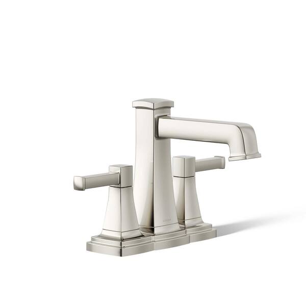 KOHLER Riff 4 in. Centerset Double Handle 1.2 GPM Bathroom Sink Faucet in Vibrant Polished Nickel