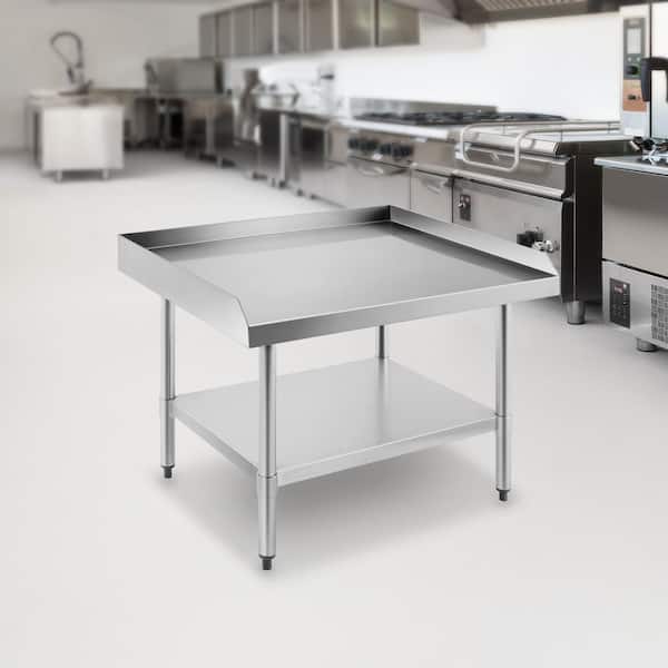 GRIDMANN 36 in. x 30 in. Stainless Steel Kitchen Utility Table with Bottom Shelf