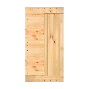 L Series 42 in. x 84 in. Unfinished Solid Wood Barn Door Slab - Hardware Kit Not Included