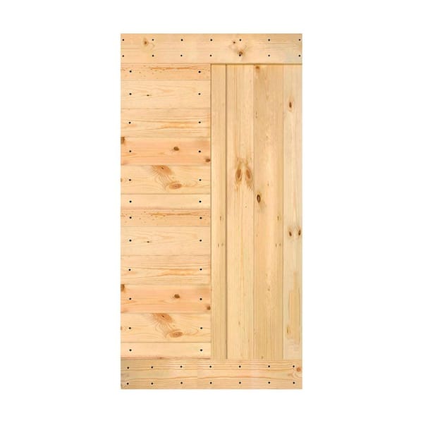 ISLIFE L Series 42 in. x 84 in. Unfinished Solid Wood Barn Door Slab - Hardware Kit Not Included