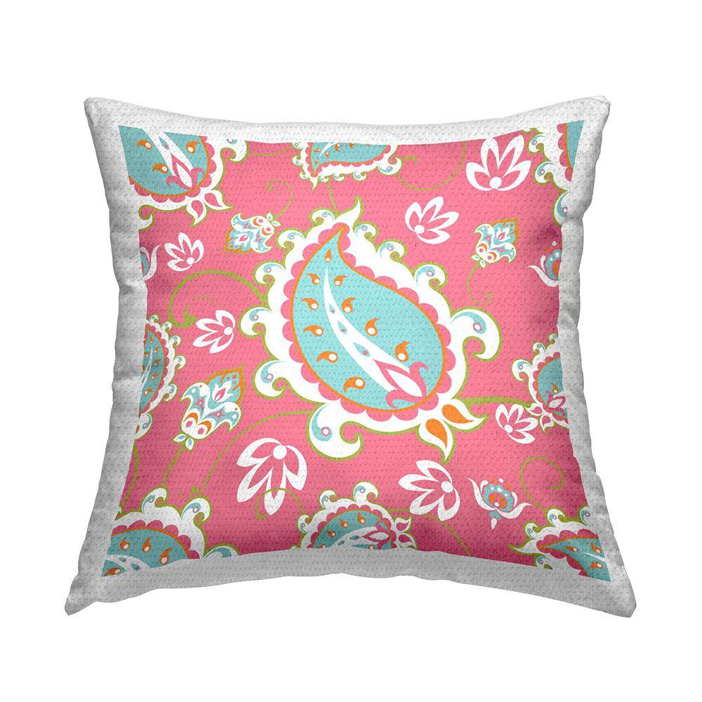 Pastel Paisley Floral Pattern Pink Square Outdoor Throw Pillow price history on PriceWatchPro