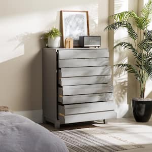 Priya  4-Drawer Grey Solid Wood Modern Panel Dresser