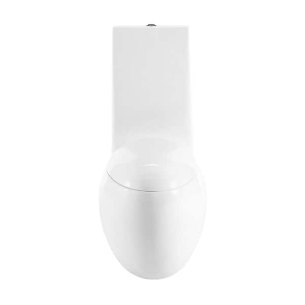 Swiss Madison Plaisir 1-piece 1.1/1.6 GPF Dual Flush Elongated Egg Toilet in Glossy White, Seat Included