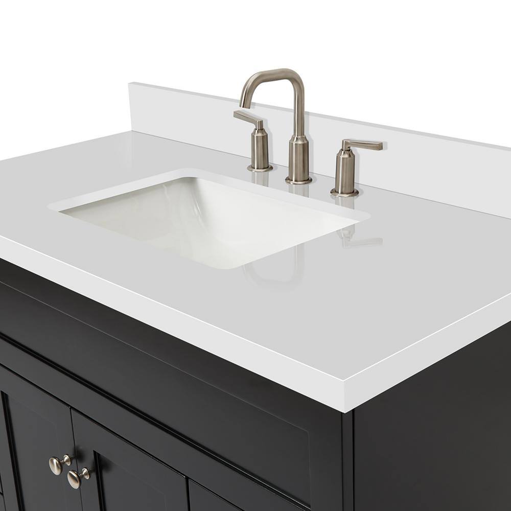Hamlet 43" Black Solid Wood Vanity with White Quartz Top