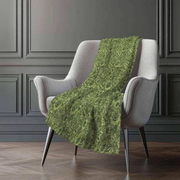 Premium Machine Washable ASB661 Olive 50 in. x 70 in. Sherpa Throw Blanket
