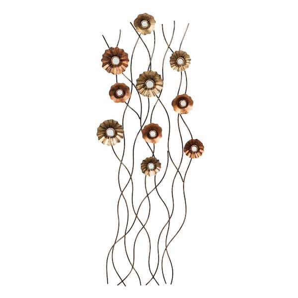 Evergreen 40 in. Daisies Copper Metal Trellis