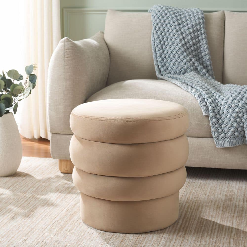 Rohan Tan Velvet Round Accent Small Ottoman price history on PriceWatchPro