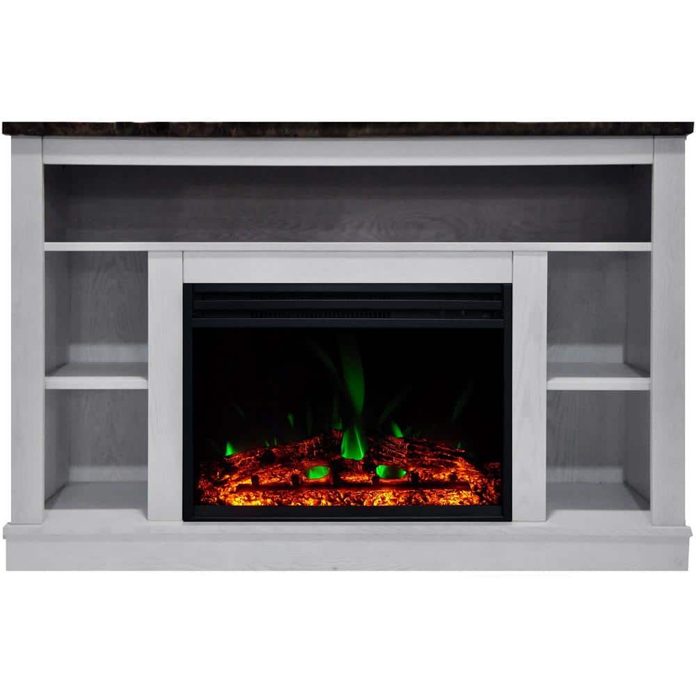 Seville 47'' White MDF Electric Fireplace with Enhanced Log Display