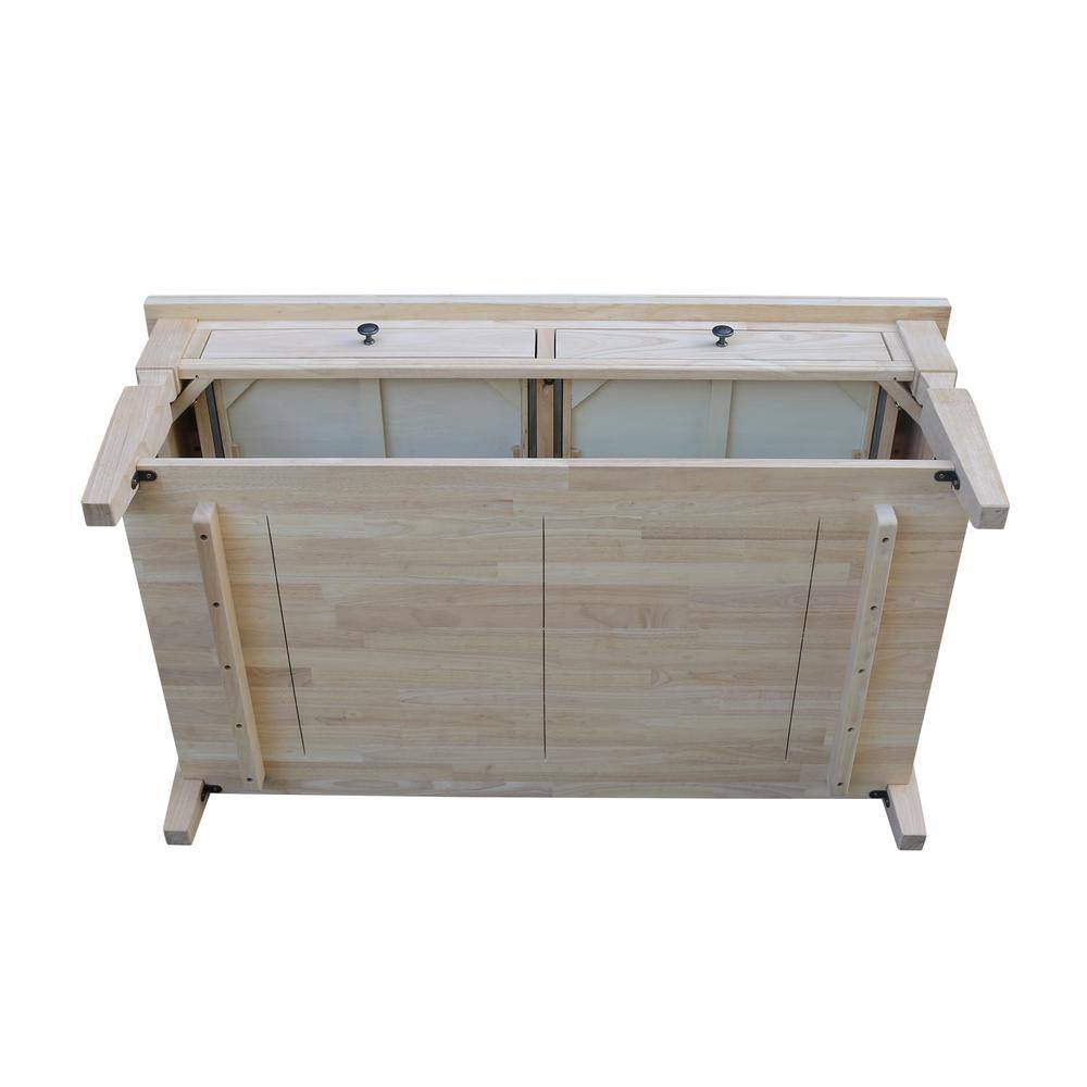 Vista 56" Unfinished Parawood Rectangular Coffee Table with Storage
