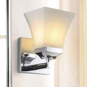 Staunton 5 in. 1-Light Iron/Glass Modern Cottage LED Vanity Light, Chrome