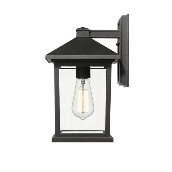 Portland Black Cast Aluminum Outdoor Wall Sconce with Clear Glass