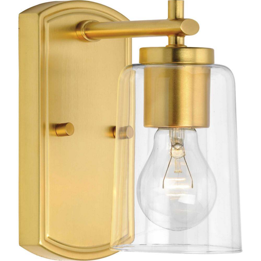 Adley Satin Brass Wall Light with Clear Glass Shade
