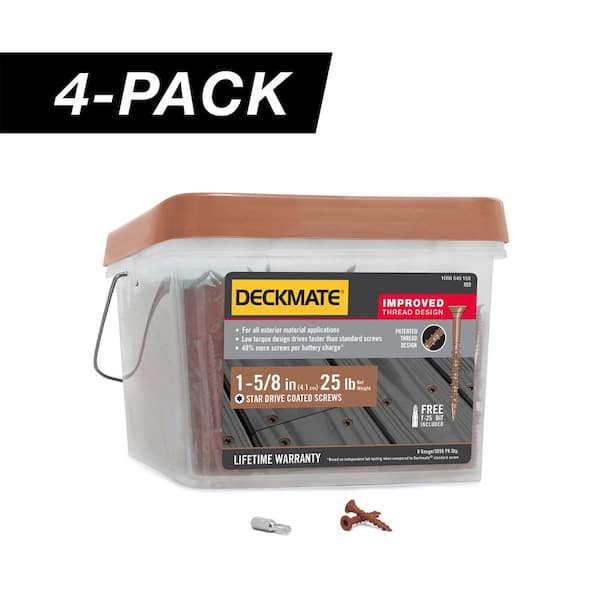 4-Pack #8 x 1-5/8 in. Red Star Drive Flat Head Wood Deck Screw (100 lb / 12,384-Piece)