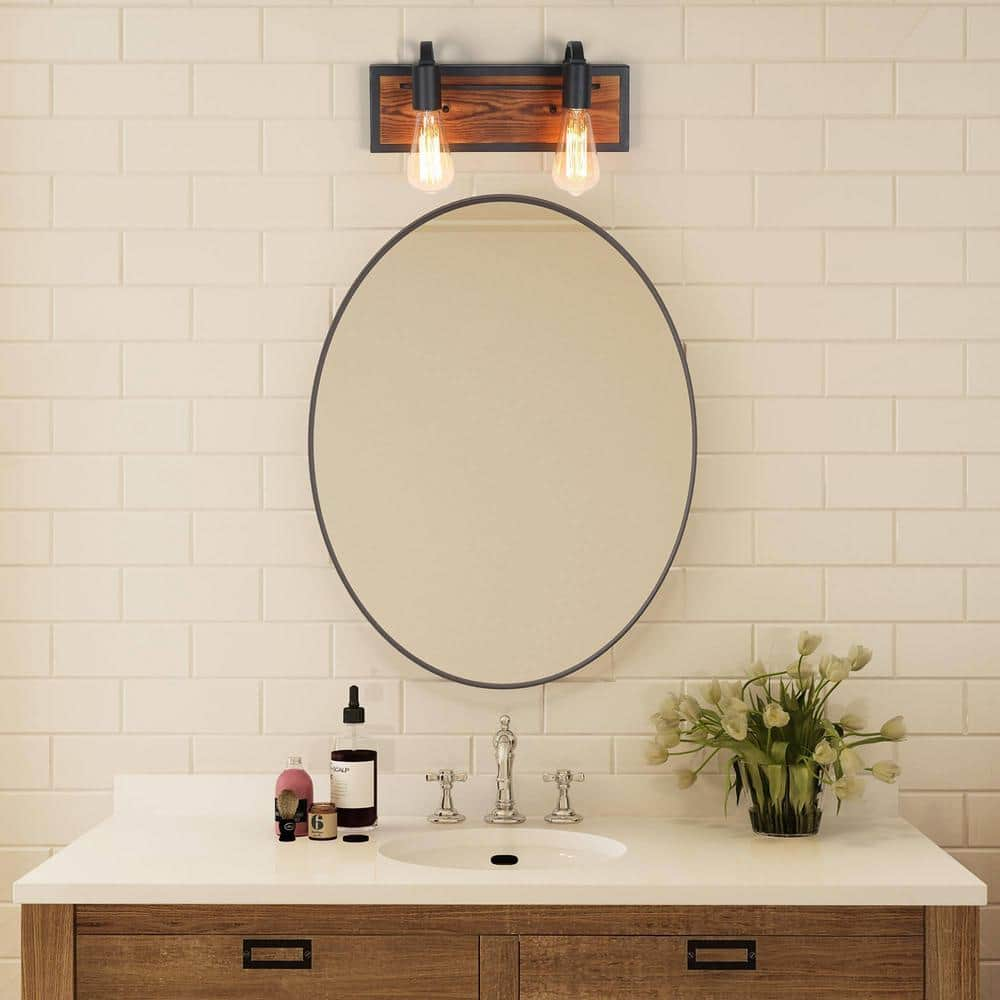 $139, LNC Birdwood 28 in. 4-Light Rust Gray Industrial Bathroom Vanity outlet Light wit