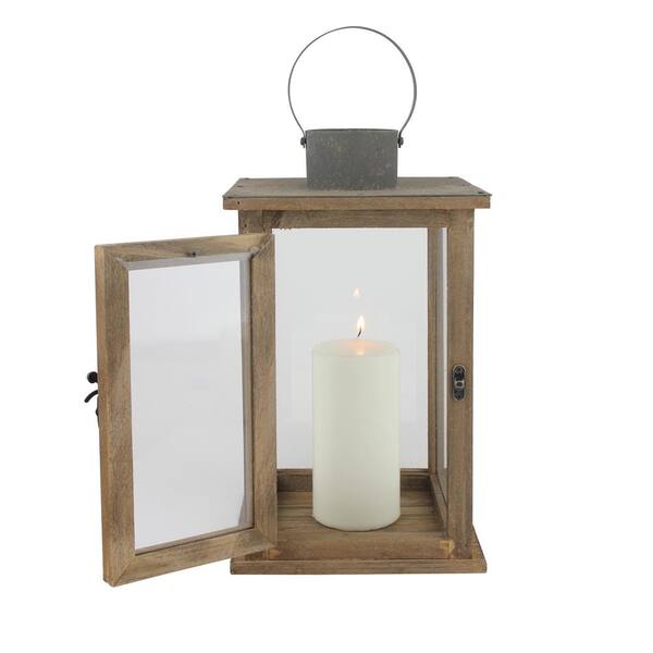 Small and Large Rustic Wood Lantern - Brown