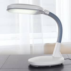 26 in. White Plastic LED Sunlight Gooseneck Desk Lamp with Dimmer Switch