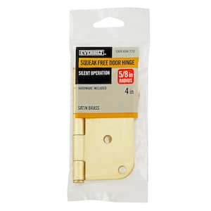 4 in. x 5/8 in. Radius Satin Brass Squeak-Free Door Hinge