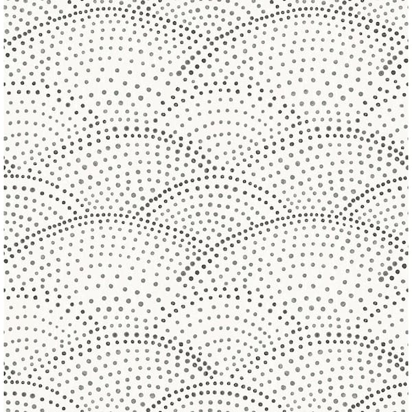 A-Street Prints Bennett Charcoal Dotted Scallop Charcoal Paper Strippable Roll (Covers 56.4 sq. ft.)