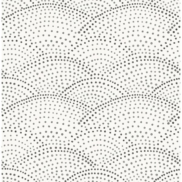 A-Street Prints Bennett Charcoal Dotted Scallop Charcoal Wallpaper Sample