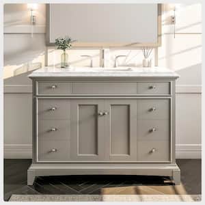 Elite Princeton 48 in. W x 24 in. D x 34 in. H Bath Vanity in Gray with Carrara Marble Top with White Sink