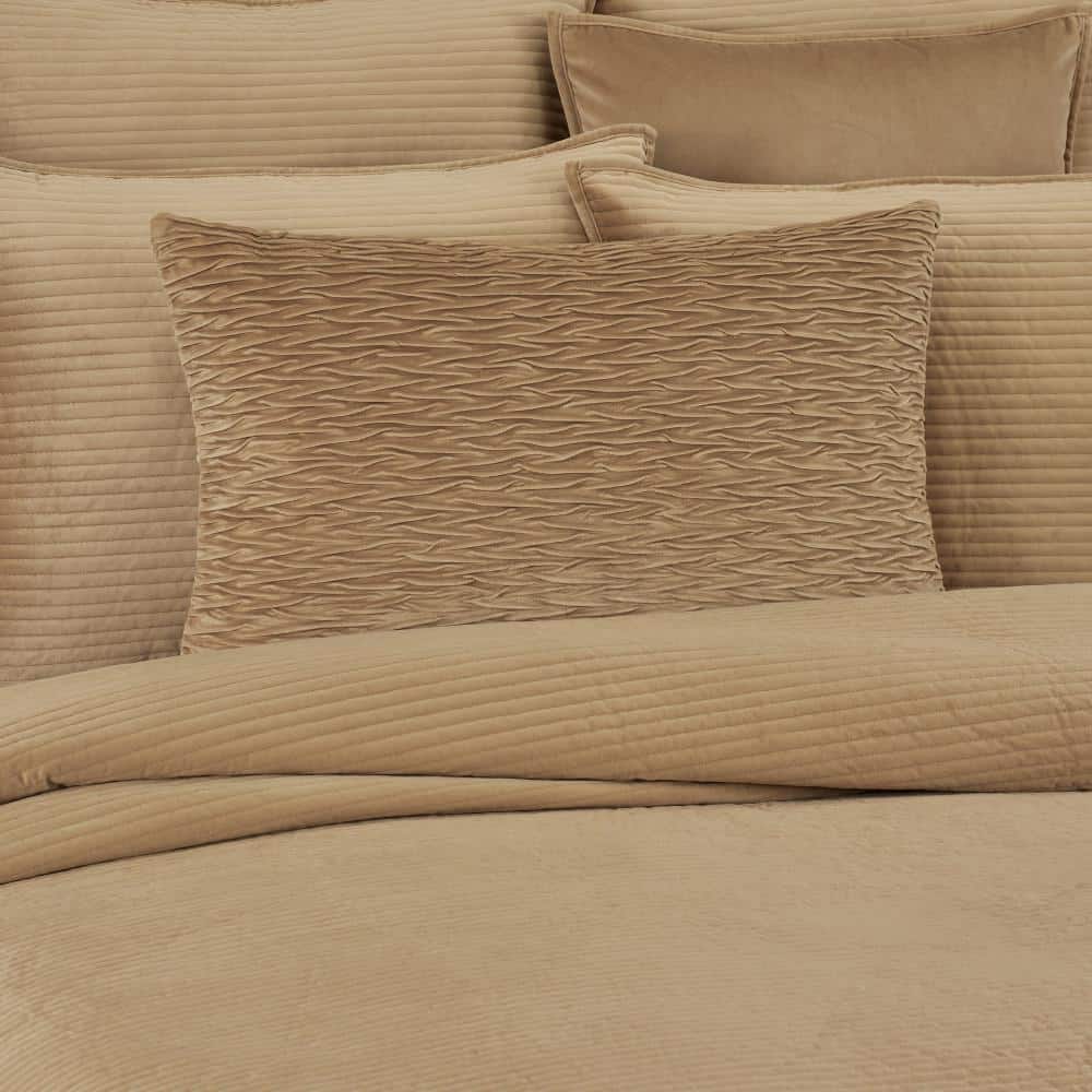 Toulhouse Ripple Gold Velvet Lumbar Decorative Pillow Cover 14 x 40 in.