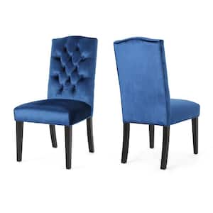Nickolai Navy Blue Velvet Upholstered Dining Chair (Set of 2)