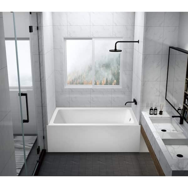 Oriel 60 in. Acrylic Right Drain Rectangular Apron Front Bathtub in White