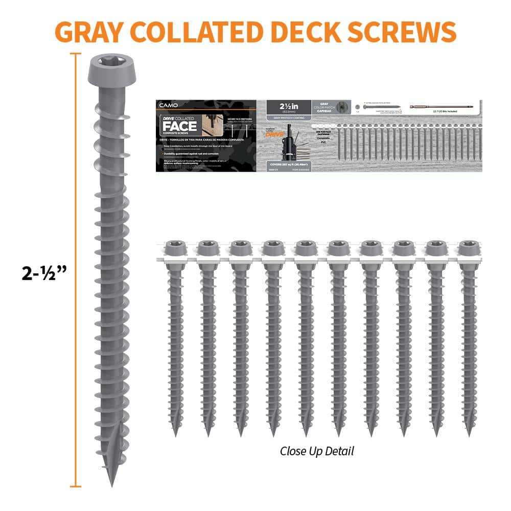 "#10 x 2-1/2 in. Grey Star Flat-Head Drive Collated Composite Deck Screw (1000-Count)" price history on PriceWatchPro
