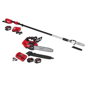 M18 FUEL 10 in. 18V Brushless Cordless Telescoping Pole Saw Kit w/14 in. Top Handle Chainsaw, (3) Battery, (2) Charger